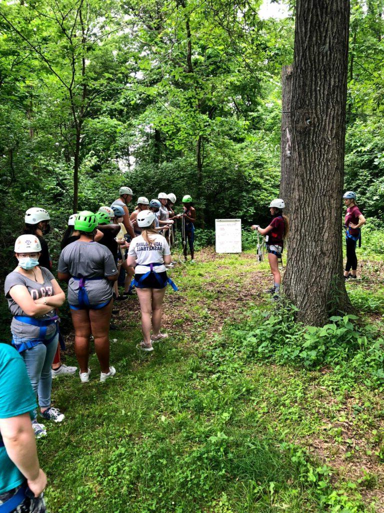 Upward Bound students prepare to climb